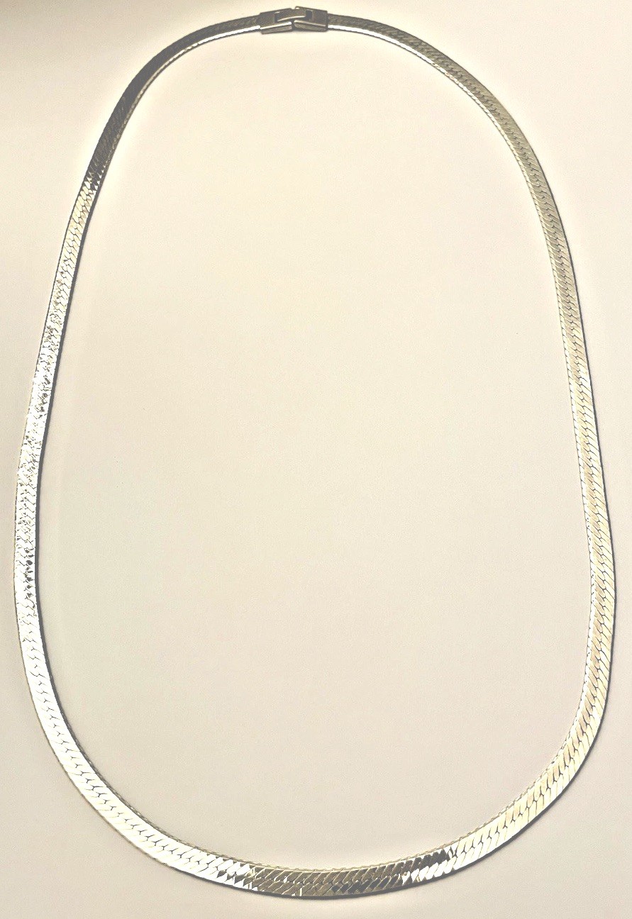 Solid Sterling Silver Herringbone 6mm Necklace 23… - image 4