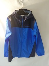 Columbia Youth Medium 10/12 Rain Jacket Blue Hooded Lightweight