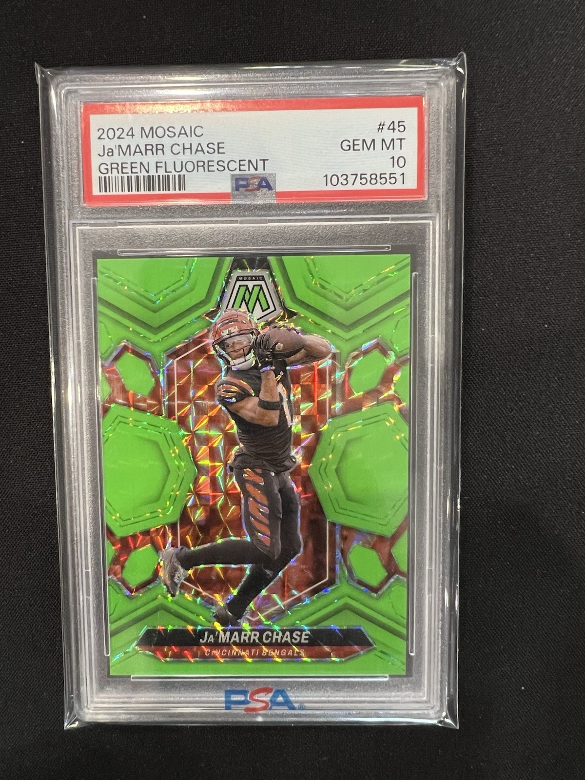2024 Mosaic Ja’Marr Chase Green Fluorescent 10/10 #45