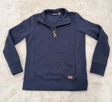 L.L.Bean Diamond Quilted 1/4 Quarter Zip Pullover Sweatshirt Navy Women  s S