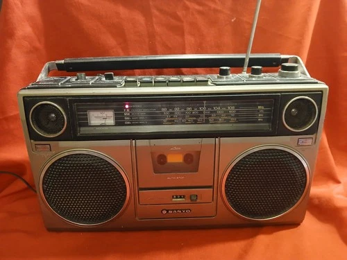 Sanyo M9930K Vintage Boombox Radio Cassette Player Tested Read  Black Silver