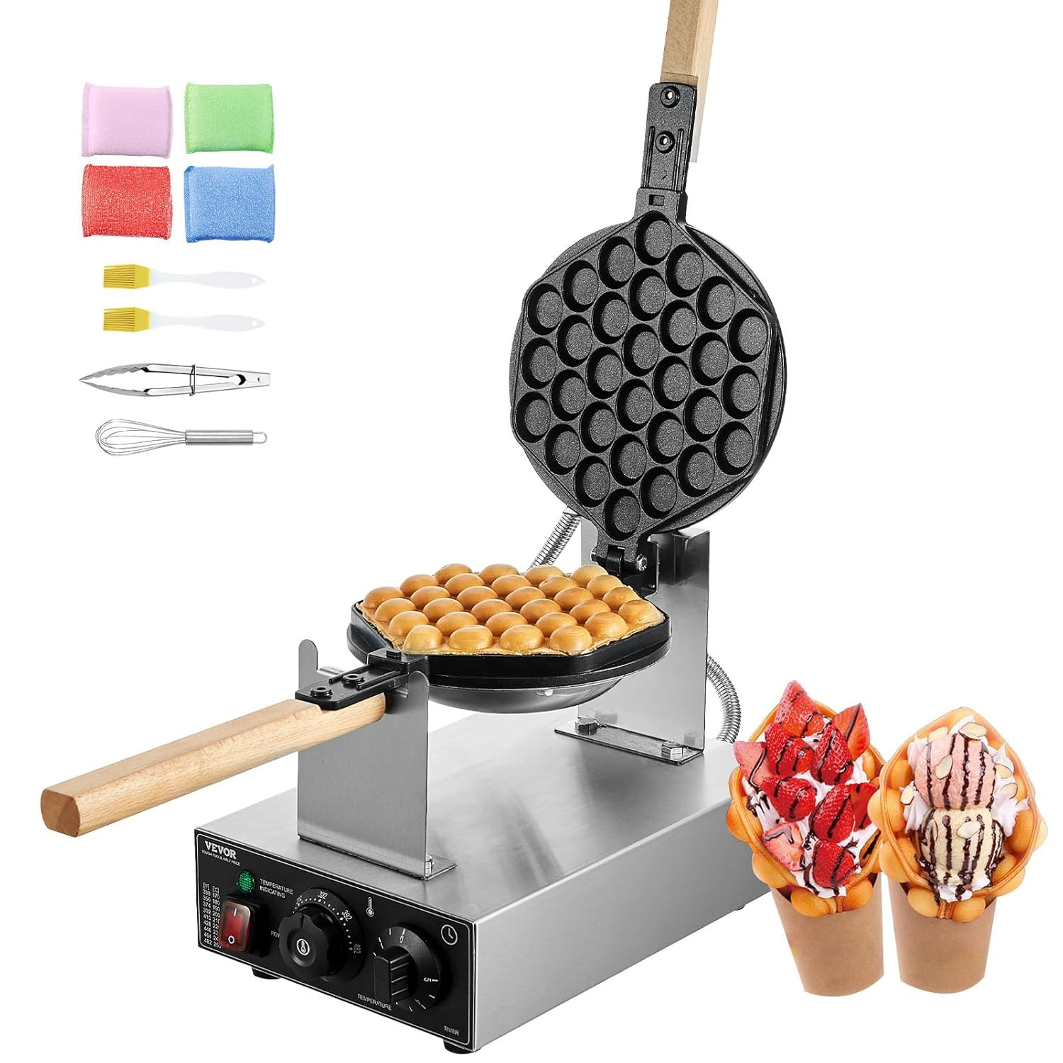 Macchina Waffle a Bolle Professionale | 1400W Acciaio Inossidabile
