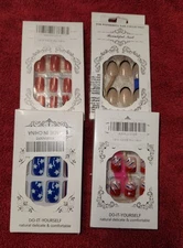 NEW Lot of 4 Boxes Stars & Stripes False Nails Fake Nails NIB Long Lasting SEXY