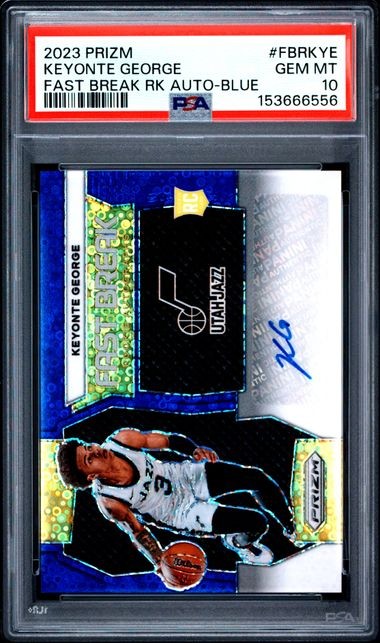 2023-24 Prizm Keyonte George RC Fast Break Rookie Auto Blue /49 PSA 10 (TH