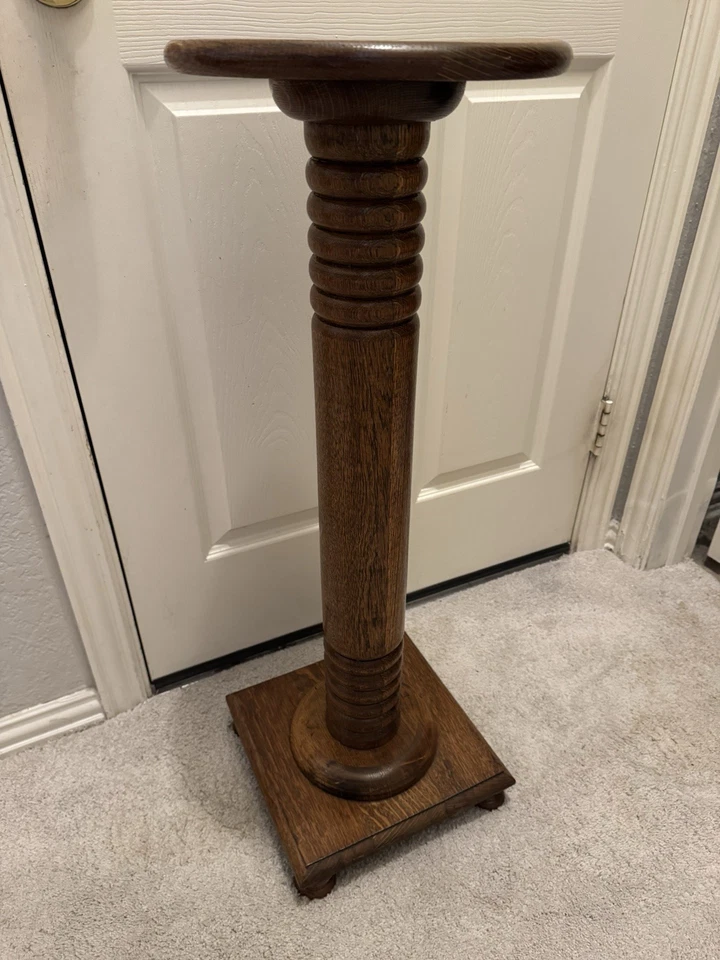 Soporte de planta de helecho de madera de roble vintage mediados de siglo Foto 4 de 4