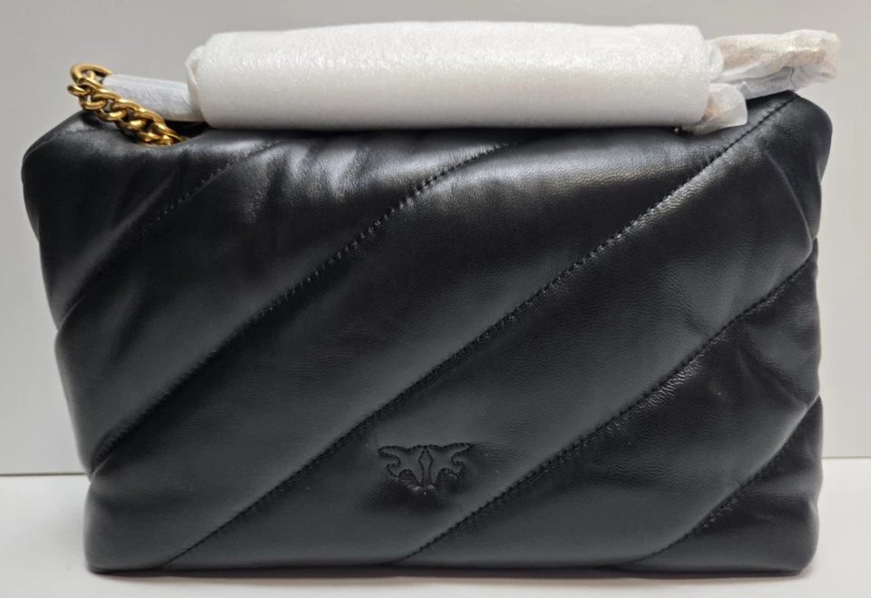 PINKO Classic Love Bag Puff Maxi Quilt - Negro - 17 x 11 x 26 cm (2428 W2) - Imagen 2 de 4