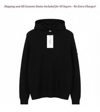 CALVIN KLEIN Men Jumper M Black Hooded Knit Logo -