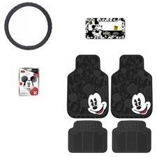 Mickey Mouse Face Car Suv Floor Mats License Frame Steer Cover Emblem Seat