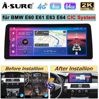 12.3'' 4+64G Android 15 Autoradio BT Navi Original System für BMW E60 E61 E63 E64