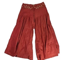 Sans Souci Palazzo Wide leg Gaucho Pants Rust SZ L Boho Hippie Beachy Coastal