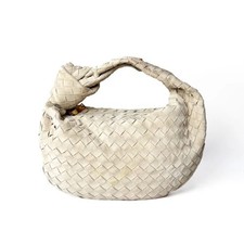 Borsa Bottega Veneta Cream Suede Intrecciato Jodie Teen Bag