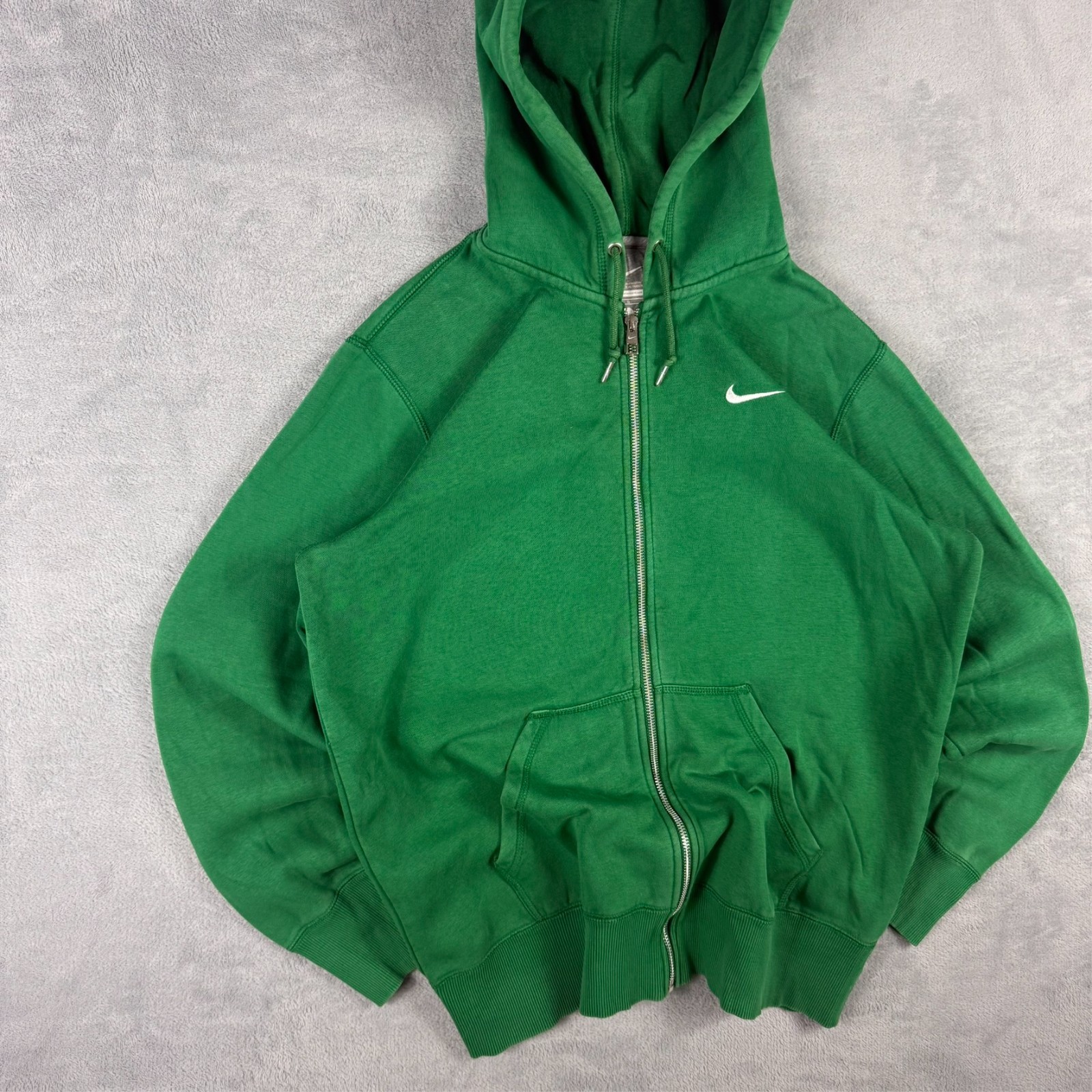 VTG Nike 2000's Y2K Green Collegiate Mini Swoosh Oversized Large Full Zip Hoodie image 2