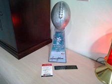 MIAMI DOLPHINS MERCURY MORRIS SIGNED LOMBARDY TROPHY, PERFECT SEASON PLATE