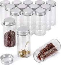 15 Pack 60ml Clear Small Glass Jars with Screw Caps for Lab Home 2oz Empty