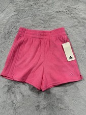 Adidas Shorts Girls Medium Terry Cloth Regular Fit 3 Stripes Athletic New