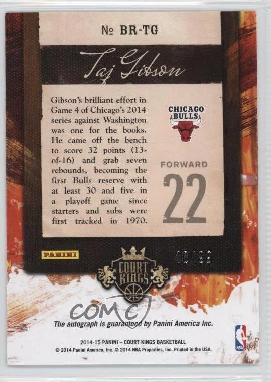 2014-15 Panini Court Kings Brush Strokes /99 Taj Gibson #BR-TG Auto - Image 2 of 2