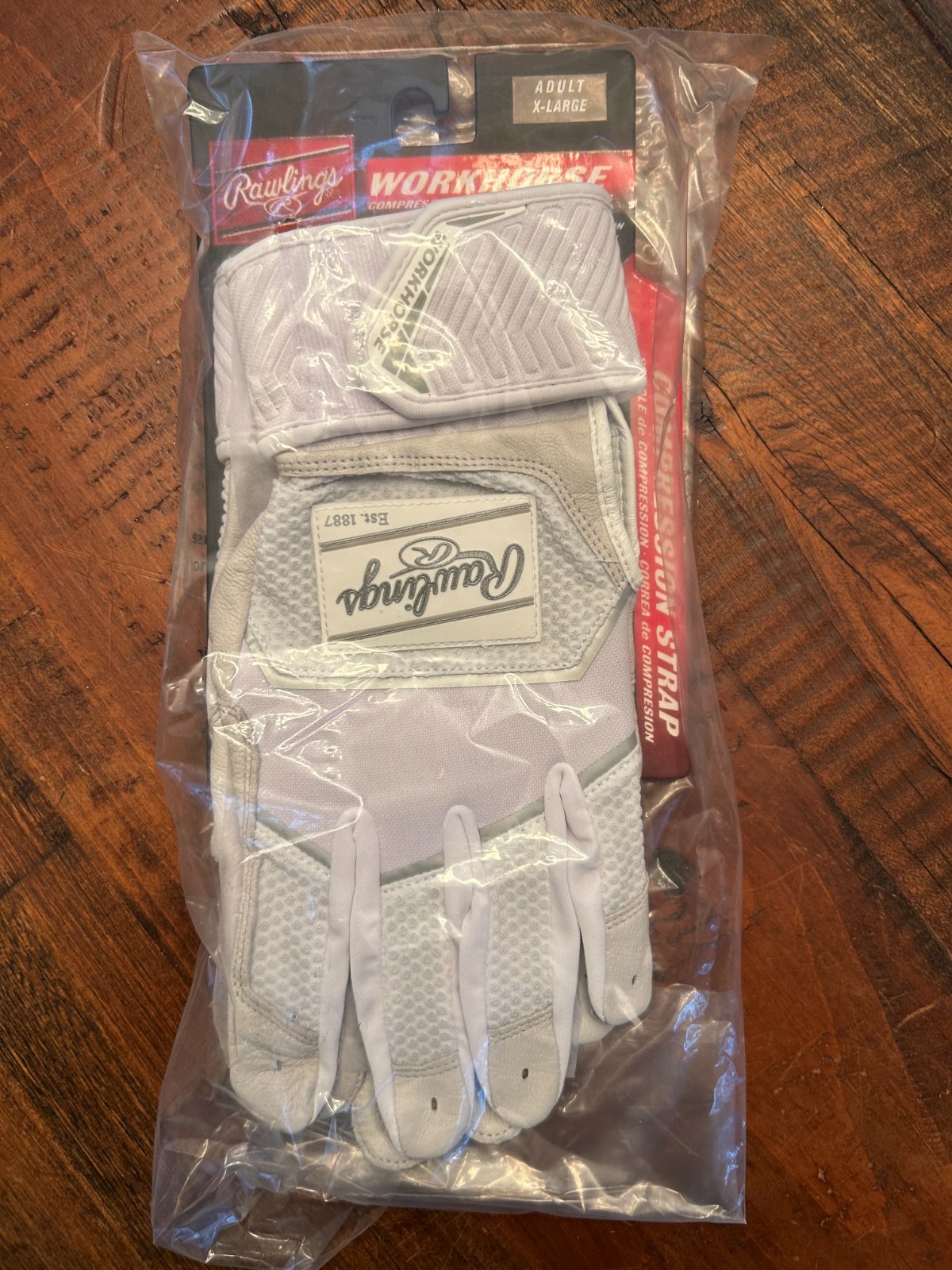 Rawlings Workhorse Batting Gloves - White Adult XL (New)
