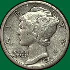 1917-S Mercury Dime Choice Very Fine VF+ Coin #36856