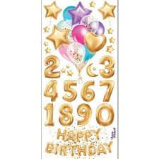 Violette Stickers - Gold Balloons - 1 Birthday Numbers Sticker Sheet - Crafts