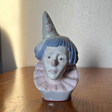 Very Adorable Sad Glossy Ceramic Clown Head Bust Figurine,Clown Theme Decor