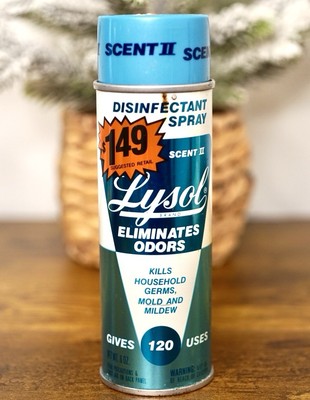 Vintage Lysol Original Scent II Spray 6oz White Blue Can Prop 1980s Cleaning