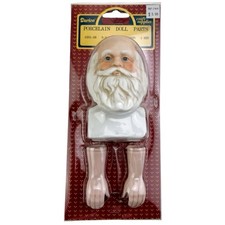 Vintage Darice Porcelain Doll Parts Old Fashioned Santa Head Hands 1231-28 NEW