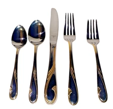 Gorham Golden Swirl Flatware 5 Piece Place Setting Discontinued Stainless Korea*
