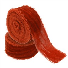 2Roll Velvet Ribbon 1-1/2"x3Yd Handmade Frayed Vintage Ribbons Burgundy