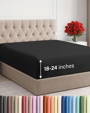 Extra Deep Queen Fitted Sheet - Hotel Luxury Single Fitted Sheet Only - Easil...
