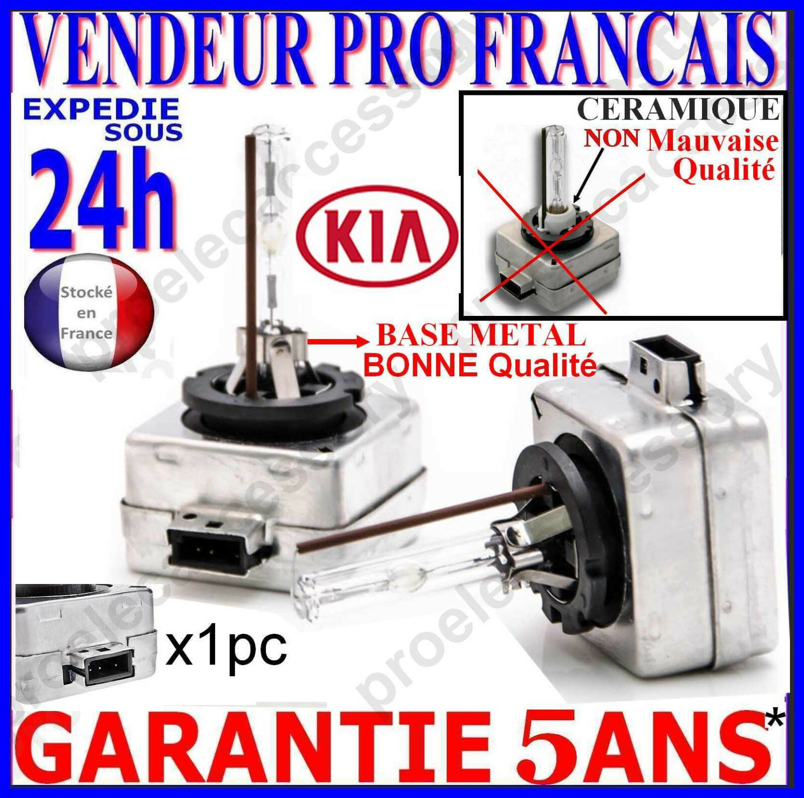 Ampoule D3S Xénon 35W phare Kia Sportage IV pour remplacer une lumière jaune usée