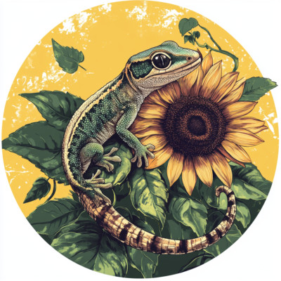Transparent 18x18 cm gecko with flowers car sticker weatherproof vinyl sticker