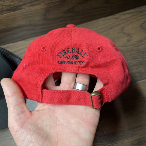 Fireball Whiskey Hat Red Strapback & Black Mesh Trucker Hat Bundle - Picture 7 of 10
