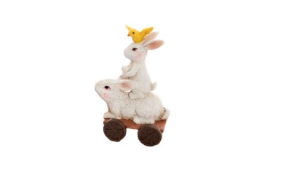 Baby Rabbits on Cart, Easter Rabbit, Spring Bunnies, Spring Cake Topper
