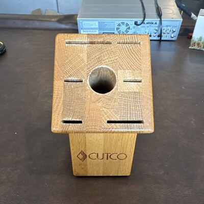 Cutco Knife Block Wooden Wood Honey Oak Galley Set Slots USA Chef Kitchen 
