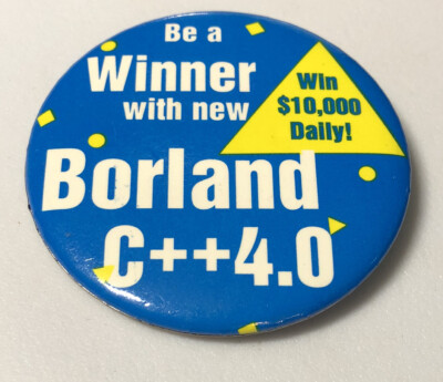 Borland C++ IDE Software Computer MS DOS Windows Vintage Button Pin Pinback