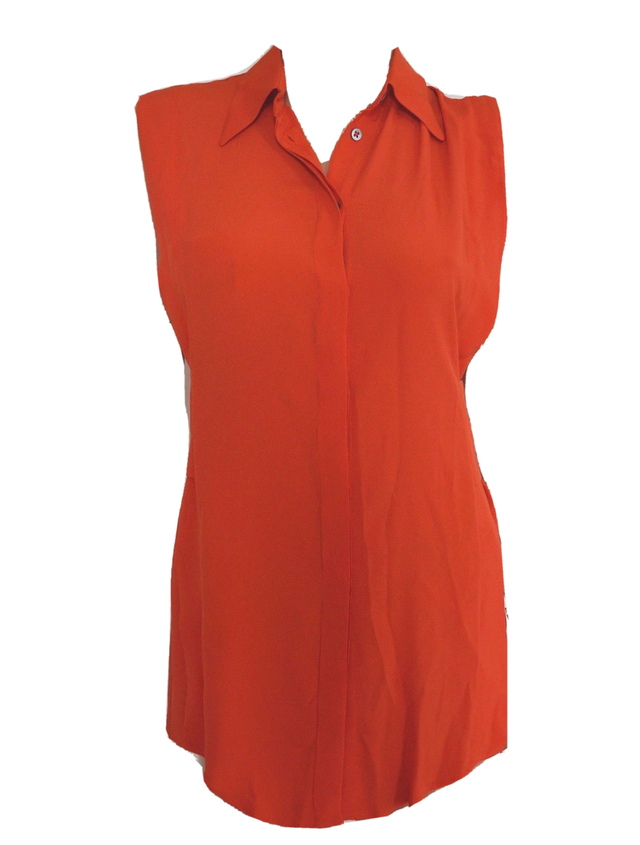 トップス DAMIR DOMA 11SS Tie-Dye Cut-Off Shirt $925 NEW DAMIR DOMA Orange SILK BLEND Sleeveless Blouse Shirt 34