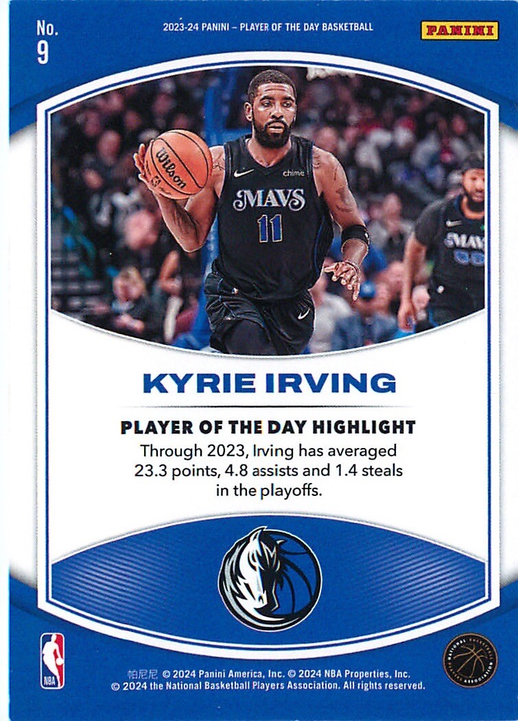 Kyrie Irving 2023-24 Player of the Day Basketball Card #9 Dallas