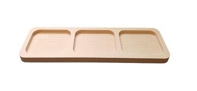 Rechteckiges Holz Serviertablett massiv Buchenholz 30 x 9 cm mit 3 Schlitzen