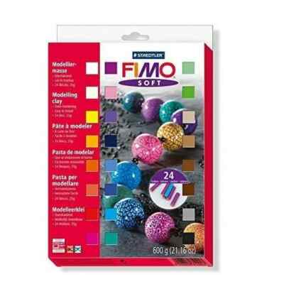 Staedtler Fimo Weichofenhärten Modellierton 24 halbe Blöcke verschiedene Farben