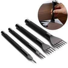 4Pcs Leather Hole Tool Lacing Stitching Punches 1/2/4/6 Prong Leather Craft Kits