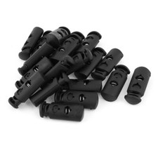 20 Pcs Plastic Double Hole 7mm Dia Cylindrical Spring Stopper Cord Locks