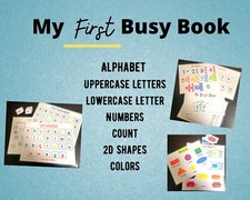 My First Busy Book.. Laminate Worksheet The Alphabet, Number, Shapes and Colors 
