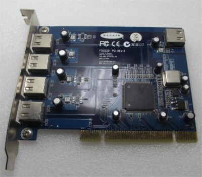 Used Belkin F5U220 5 Port Usb 2.0 Pci Expansion Card Tested pm