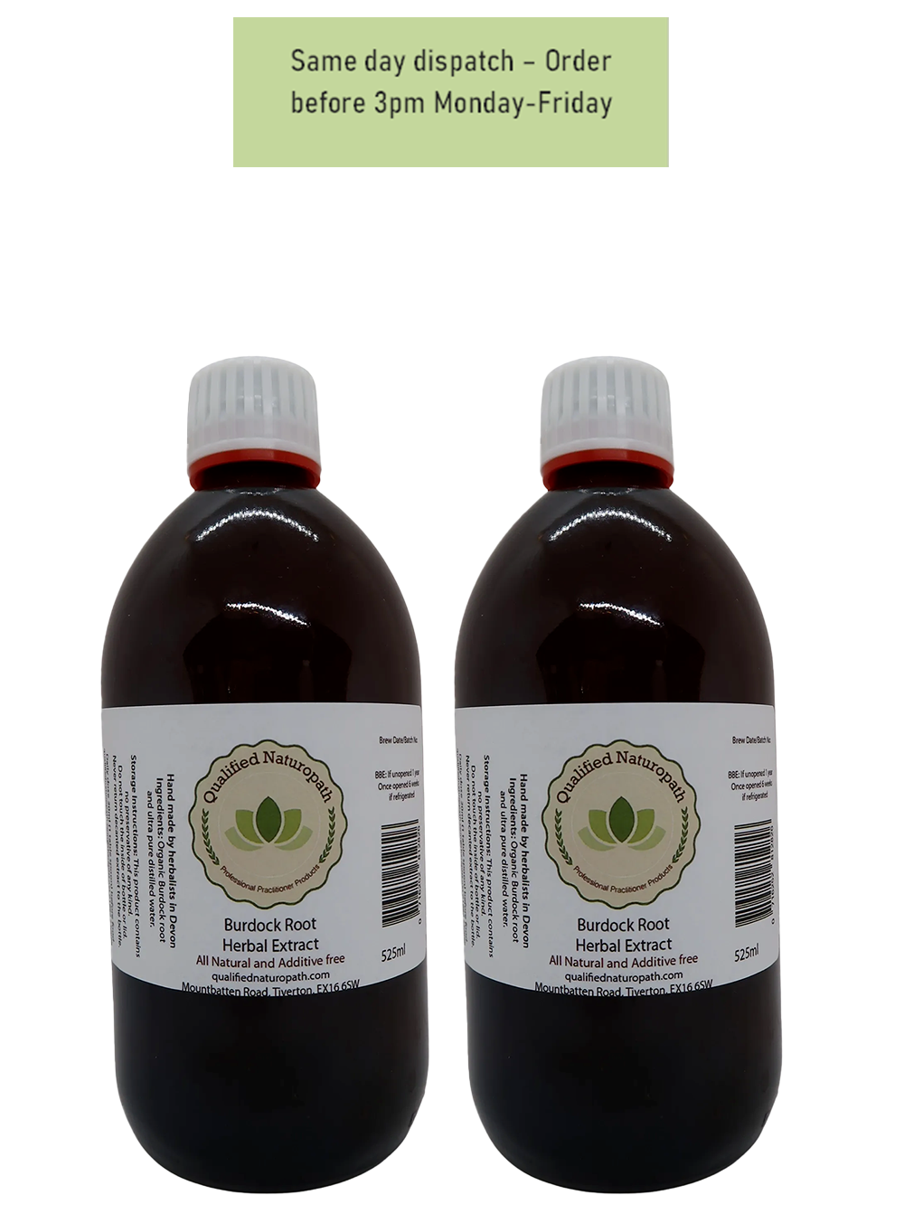 Burdock Root Herbal Extract - Twin Pack 1050ml (2x525ml) - Next Day Delivery