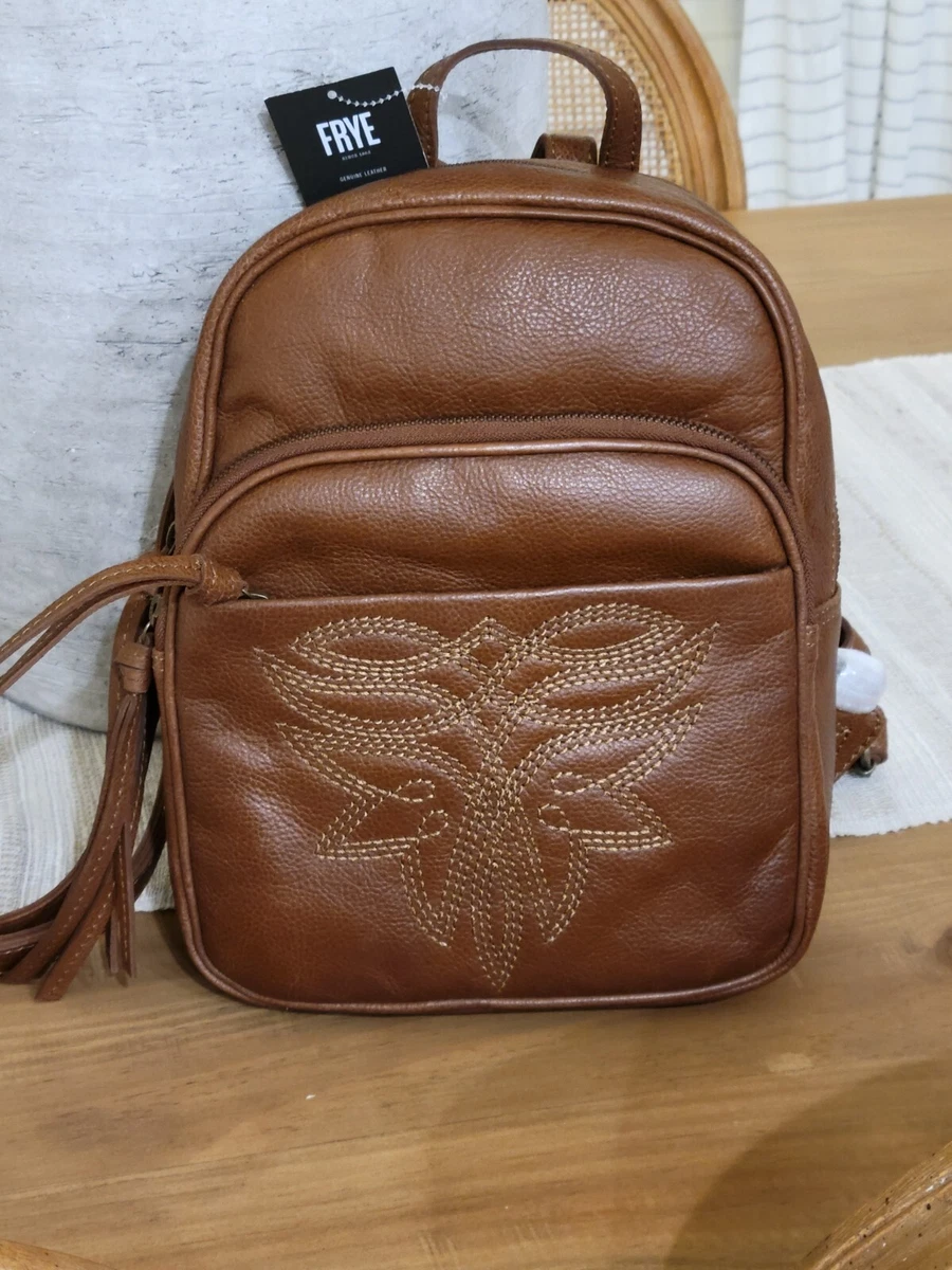 NWT Frye Charlene Embroidered Leather Backpack Cognac eBay