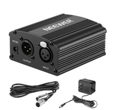 Neewer 48V Phantom Power Supply Black with Adapter and XLR Cable