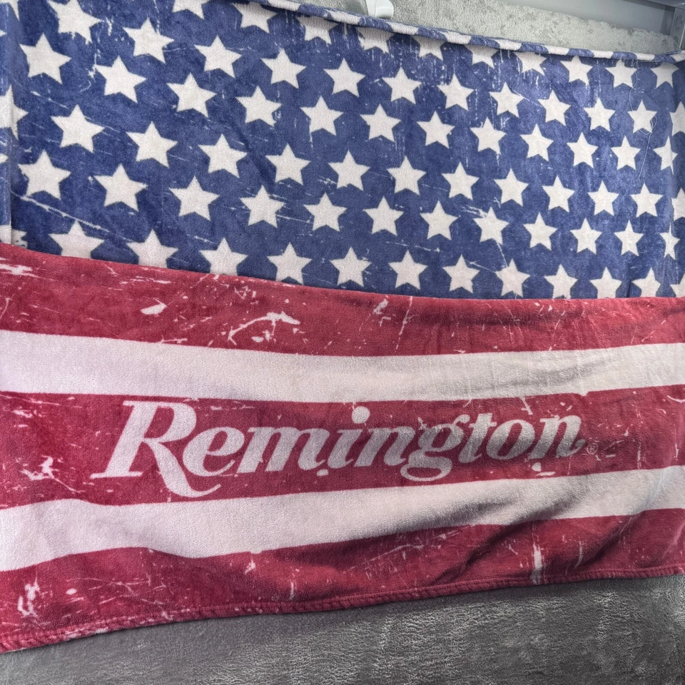 Throw Blanket Remington Company USA 48x54 America Flag Red White Blue - Image 2 of 4