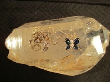 Created Blue Sapphire, CZ, Sterling Silver Butterfly Pendant 18" Necklace