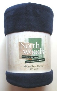New Solid Dark Blue NORTH WOODS Microfiber Throw 50" x 60"