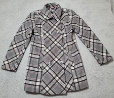 Northstyle Long Sleeve Double Breasted Plaid Jacket With Pink Lining Small